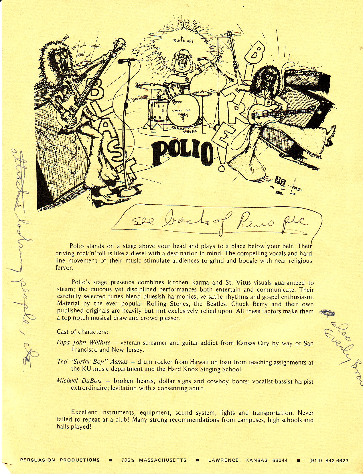 early publicity flyer for Polio